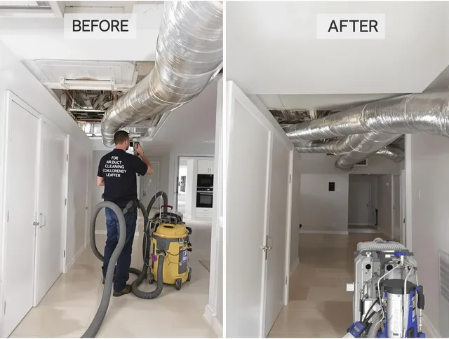 Hudson Air Duct Cleaning professional performing thorough air duct cleaning in Hudson